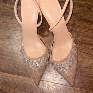 Zara Tan and Silver Sequin Heels